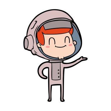mutlu karikatür astronot vektör çizim