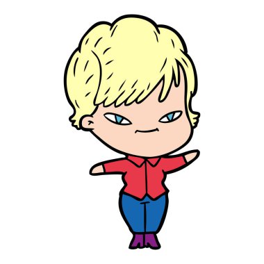 vektör çizim karikatür mutlu kadın