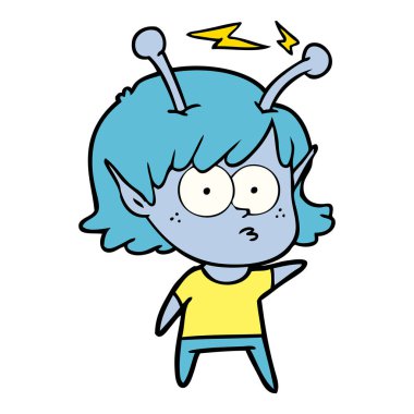 vektör çizim karikatür uzaylı kız