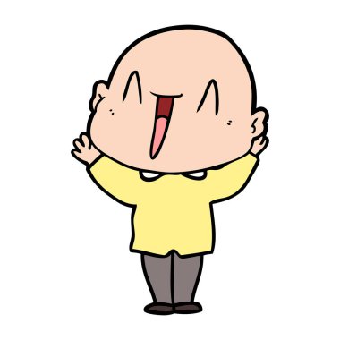 mutlu karikatür kel adam