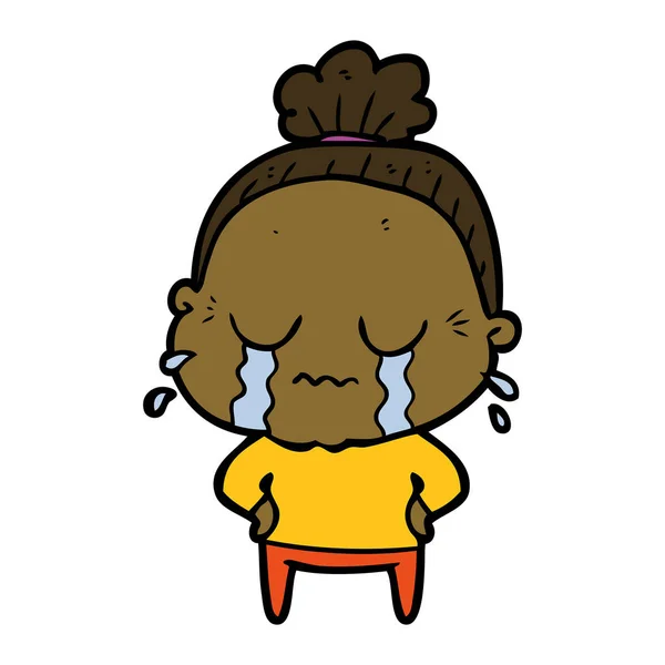 Dessin Animé Pleurer Vieille Dame — Image vectorielle