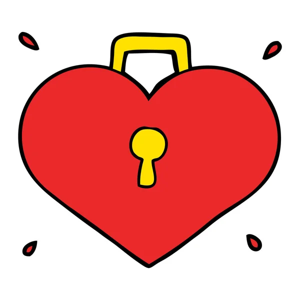 Corazón Amor Dibujos Animados Con Bloqueo — Vector de stock