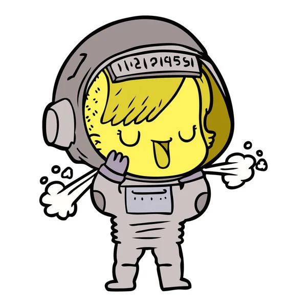 Wektor Ilustracja Kobiety Kreskówka Astronauta — Wektor stockowy