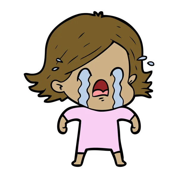 Vector Illustration Cartoon Woman Crying — Stock Vector