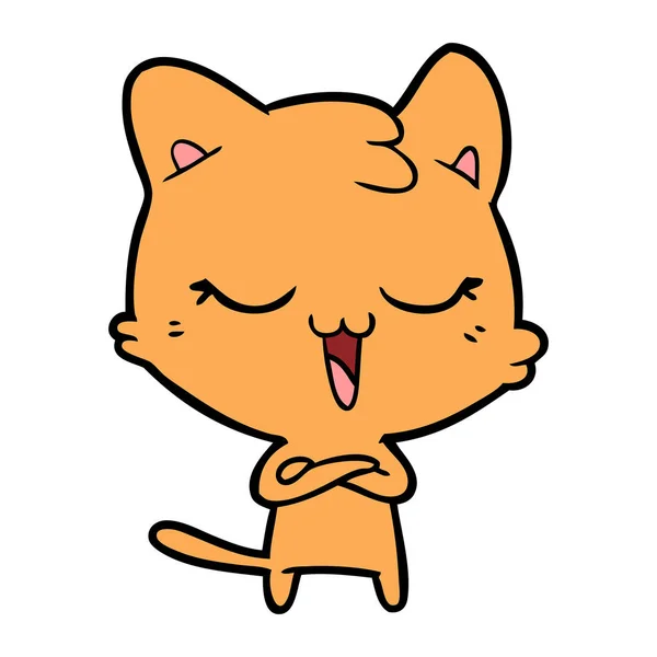 Vectorillustratie Van Happy Cartoon Kat — Stockvector