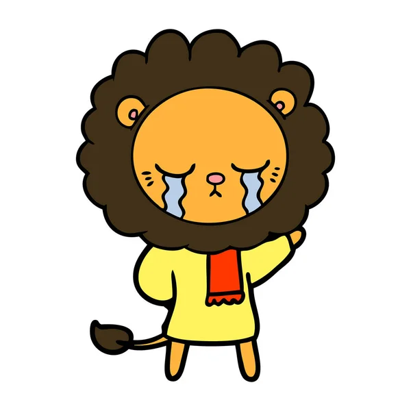 Vector Illustration Crying Cartoon Lion — Stock Vector