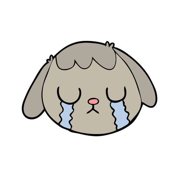 Cartoon Dog Face Crying — Stock Vector