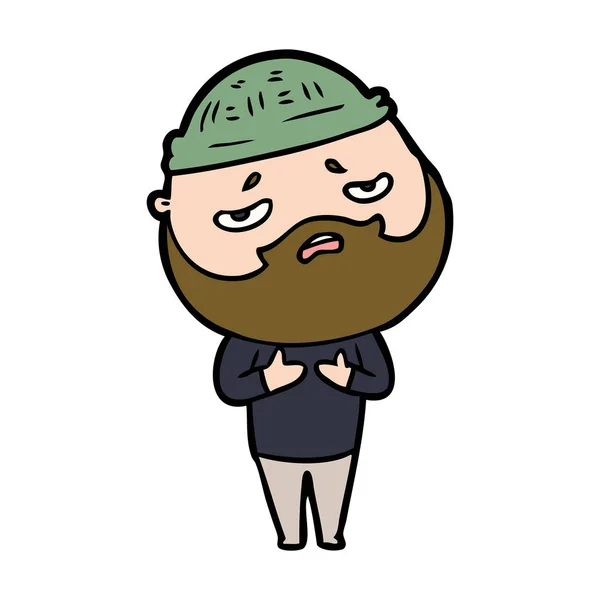 Desenho Animado Preocupado Homem Com Barba —  Vetores de Stock
