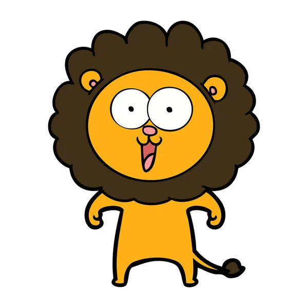 Vector Illustration Happy Cartoon Lion — Stock Vector