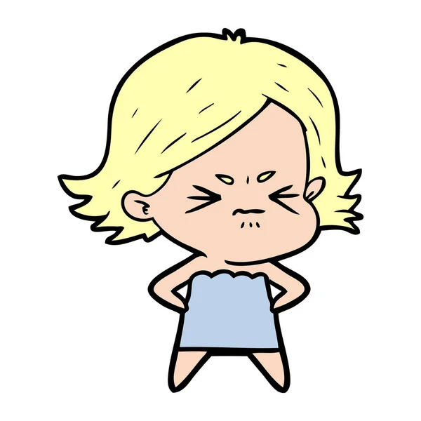 Εικονογράφηση Διάνυσμα Καρτούν Κορίτσι Θυμωμένος — Διανυσματικό Αρχείο