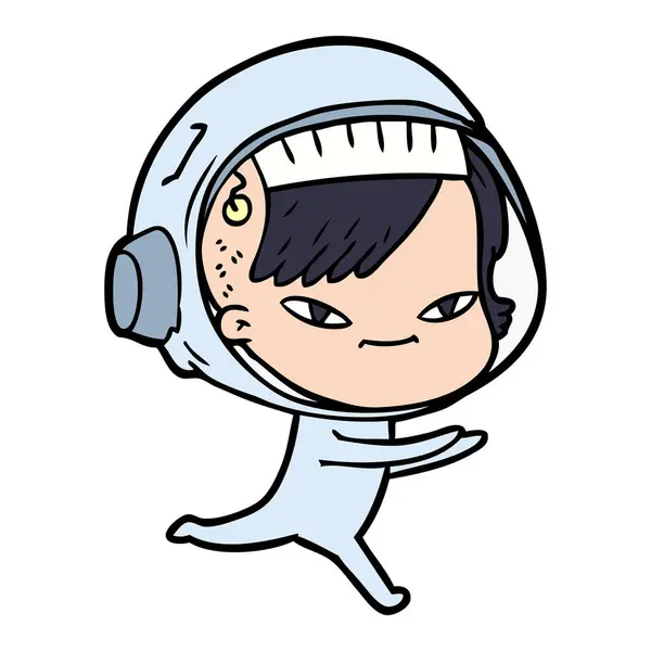 Vectorillustratie Van Cartoon Astronaut Vrouw — Stockvector