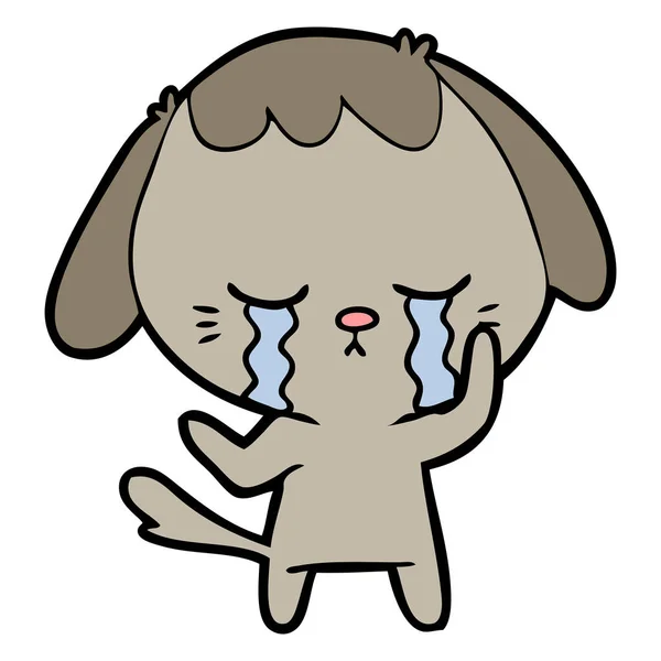 Lindo Cachorro Llorando Dibujos Animados — Vector de stock