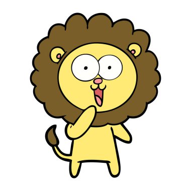 mutlu karikatür aslan vektör çizim