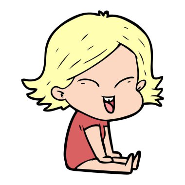 mutlu çizgi film kız vektör çizim