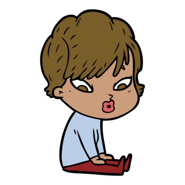 Çizgi filmdeki kadının vektör çizimi