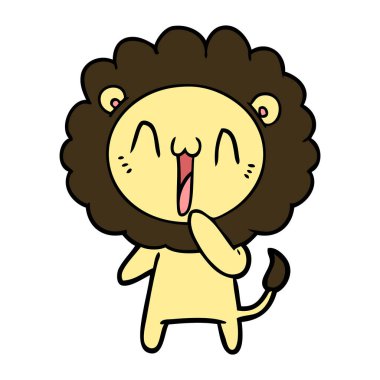 mutlu karikatür aslan vektör çizim