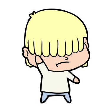 dağınık saçlı çocuk çizgi film