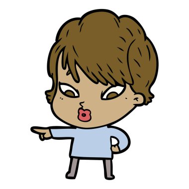 Çizgi filmdeki kadının vektör çizimi