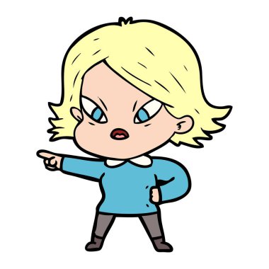 vektör çizim karikatür kadın vurguladı