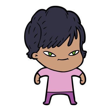 vektör çizim karikatür mutlu kadın