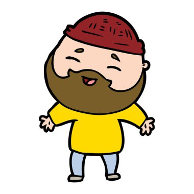 Çizgi film mutlu sakallı adam