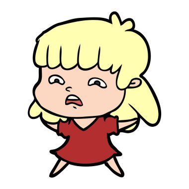 vektör çizim karikatür endişeli kadın
