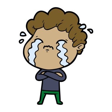 vektör çizim karikatür adam ağlıyor
