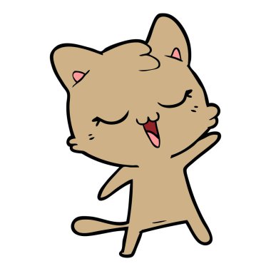 vektör çizim karikatür mutlu kedi