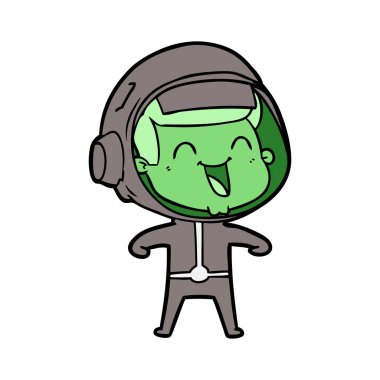 mutlu karikatür astronot vektör çizim