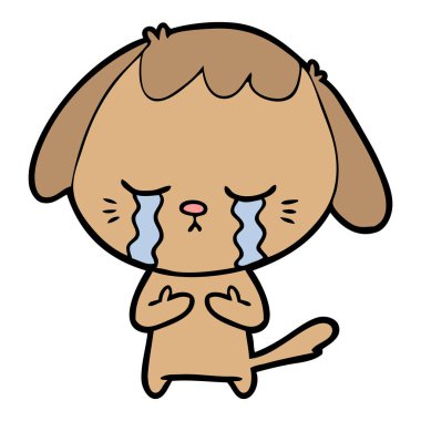 vektör çizim karikatür ağlayan köpek