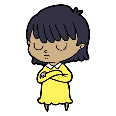 Çizgi filmdeki kadının vektör çizimi