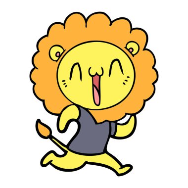 mutlu karikatür aslan vektör çizim