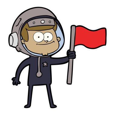 mutlu astronot karikatür vektör çizim