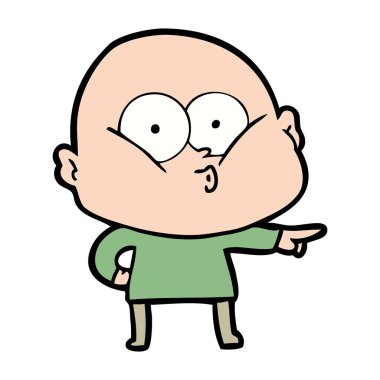 karikatür kel adam bakıyor