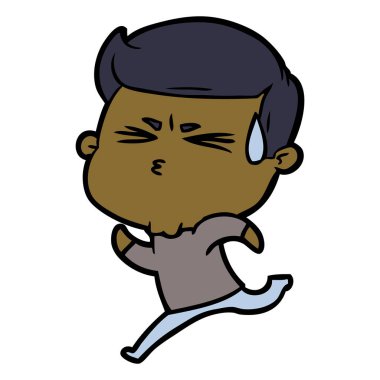  vektör çizim karikatür adam terleme