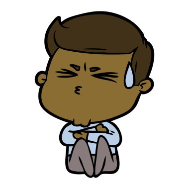  vektör çizim karikatür adam terleme