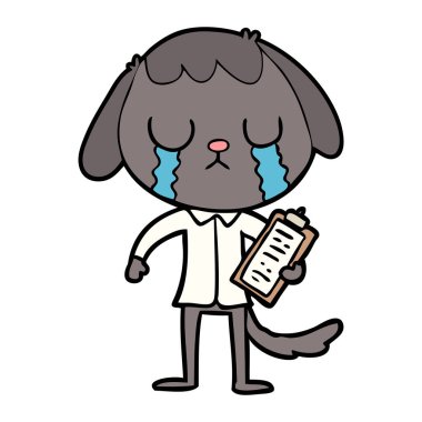 sevimli çizgi köpek ağlıyor