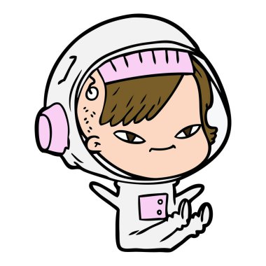 vektör çizim karikatür astronot kadın