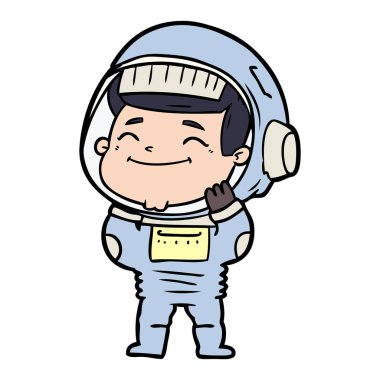 mutlu karikatür astronot vektör çizim