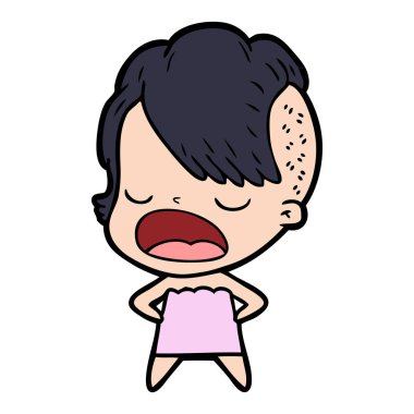 konuşuyor karikatür serin hippi kız