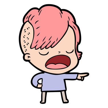 konuşuyor karikatür serin hippi kız