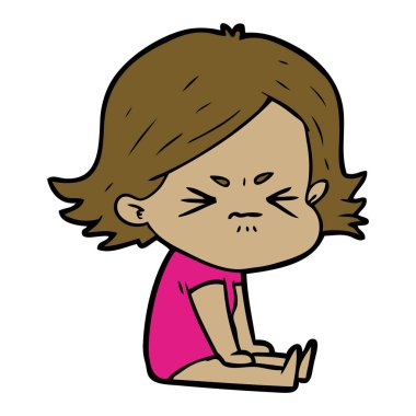 vektör çizim karikatür kızgın kız