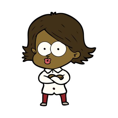 surat asmayı çizgi film kız vektör çizim