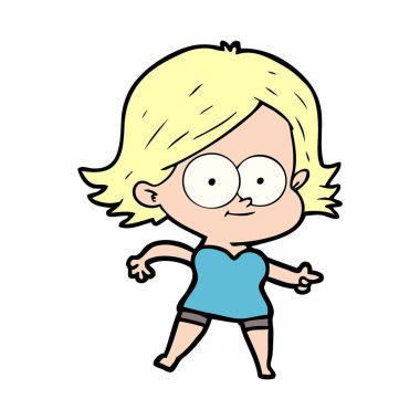 mutlu çizgi film kız vektör çizim