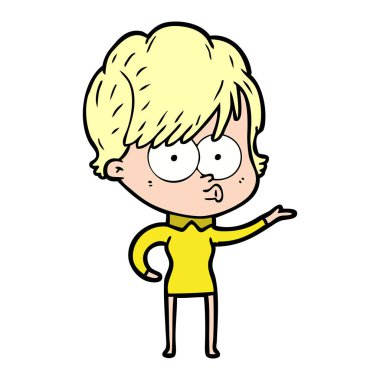 Çizgi filmdeki kadının vektör çizimi