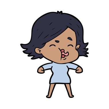 çizgi film kız yüz çekerek