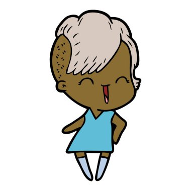 mutlu karikatür hippi kız