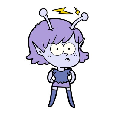 vektör çizim karikatür uzaylı kız