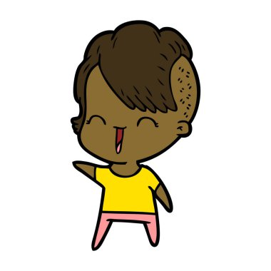 karikatür mutlu hippi kız