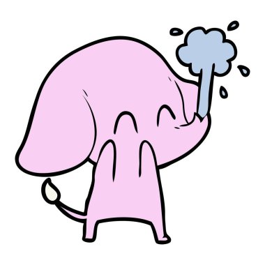 sevimli çizgi fil spouting su